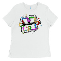 White autism teacher pencil Ladies Tee - MaliasSmallBusiness