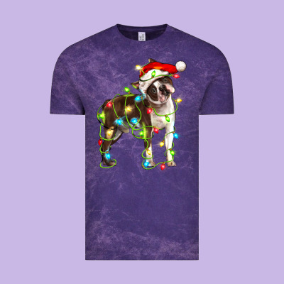 Christmas Chocolate Boston Terrier Vintage Tee Designed By Lillyallendesigns