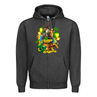 Charcoal Heather St. Patrick's Donkey with balloon Zipper Hoodie - HowdyJamesFarm