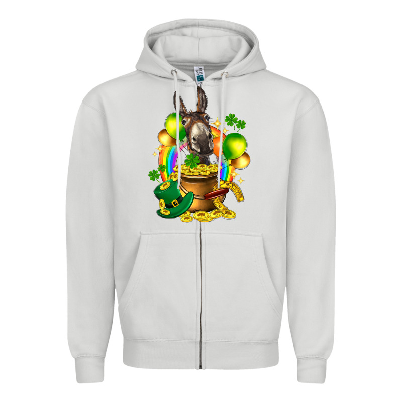 St. Patrick's Donkey With Balloon Zipper Hoodie by HowdyJamesFarm | Teevron