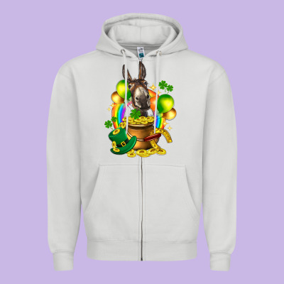St. Patrick's Donkey With Balloon Zipper Hoodie Designed By Howdyjamesfarm