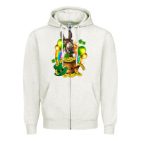 Oatmeal Heather St. Patrick's Donkey with balloon Zipper Hoodie - HowdyJamesFarm