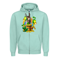 Seafoam St. Patrick's Donkey with balloon Zipper Hoodie - HowdyJamesFarm