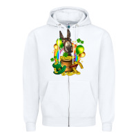 White St. Patrick's Donkey with balloon Zipper Hoodie - HowdyJamesFarm