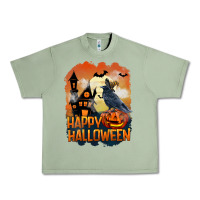 Oil Green Happy Halloween With Crow Urban Heavy Tee - LillyAllenDesigns