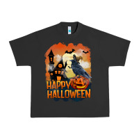 Pigment Black Happy Halloween With Crow Urban Heavy Tee - LillyAllenDesigns