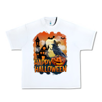 White Happy Halloween With Crow Urban Heavy Tee - LillyAllenDesigns