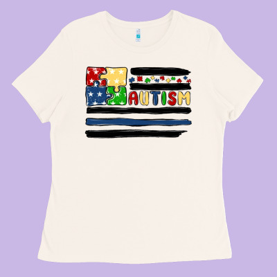 Autism Usa Flag Ladies Tee Designed By Maliassmallbusiness