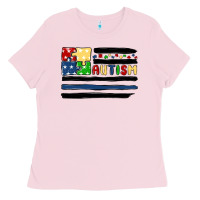 Bubblegum Pink autism usa flag Ladies Tee - MaliasSmallBusiness