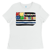 White autism usa flag Ladies Tee - MaliasSmallBusiness