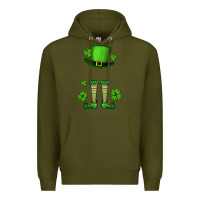 Army Green Custom name St. Patrick's leprechaun Premium Hoodie - OliviaCreatesArt