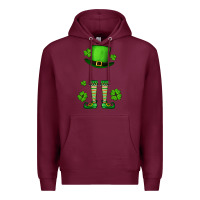 Burgundy Custom name St. Patrick's leprechaun Premium Hoodie - OliviaCreatesArt