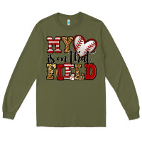 Army Green my heart is on that field baseball Long Sleeve Tee - Jasminsmagicworld