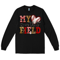 Black my heart is on that field baseball Long Sleeve Tee - Jasminsmagicworld