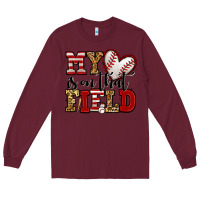 Burgundy my heart is on that field baseball Long Sleeve Tee - Jasminsmagicworld