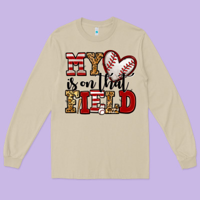 My Heart Is On That Field Baseball Long Sleeve Tee Designed By Jasminsmagicworld