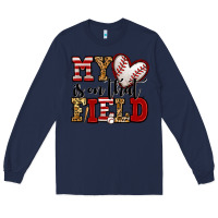 Navy my heart is on that field baseball Long Sleeve Tee - Jasminsmagicworld