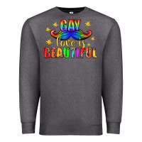 Charcoal Heather Gay Love Is Beautiful Pride Lgbtq Premium Sweatshirt - BundleAndBundleShop