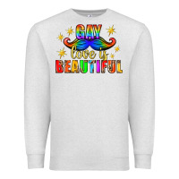 Oatmeal Heather Gay Love Is Beautiful Pride Lgbtq Premium Sweatshirt - BundleAndBundleShop