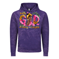 Cloud Purple with god all things are possible black woman Vintage Hoodie - LillyAllenDesigns