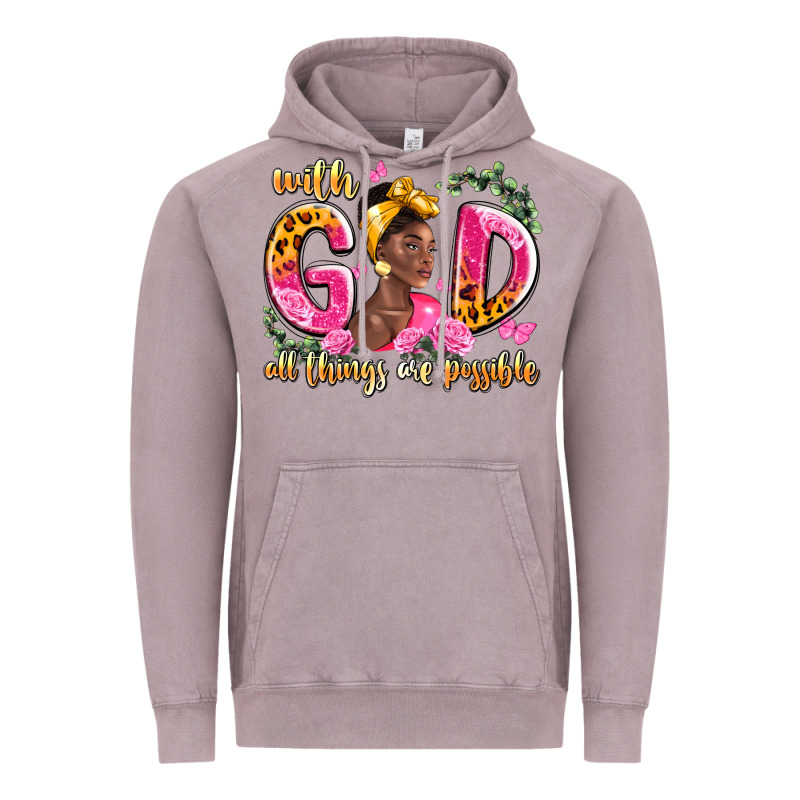 With God All Things Are Possible Black Woman Vintage Hoodie by LillyAllenDesigns | Teevron