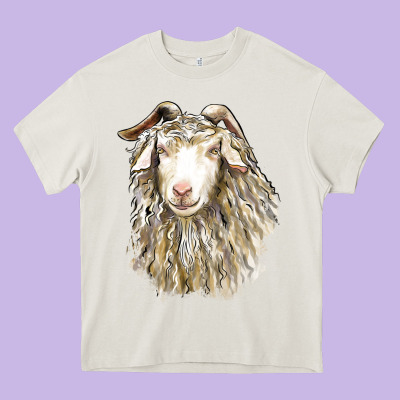 Angora Goat Face Heavy Core Tee Designed By Lillyallendesigns