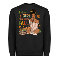 Black Just a girl who loves Fall afro woman Heavyweight Sweatshirt - NancyCooperArtShop