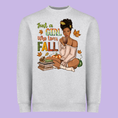 Just A Girl Who Loves Fall Afro Woman Heavyweight Sweatshirt Designed By Nancycooperartshop
