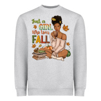 Heather Grey Just a girl who loves Fall afro woman Heavyweight Sweatshirt - NancyCooperArtShop