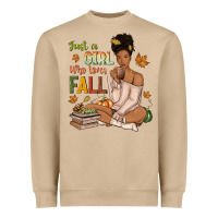 Mushroom Just a girl who loves Fall afro woman Heavyweight Sweatshirt - NancyCooperArtShop