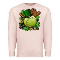 Pale Pink st.patrick's day softball Premium Sweatshirt - FaDigitalArtStudio