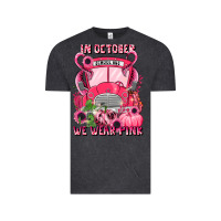 Vintage Black in october we wear pink halloween school bus Vintage Tee - LillyAllenDesigns