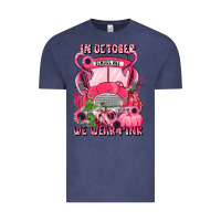 Vintage Denim in october we wear pink halloween school bus Vintage Tee - LillyAllenDesigns