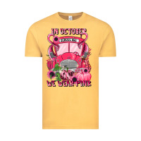 Vintage Mustard in october we wear pink halloween school bus Vintage Tee - LillyAllenDesigns