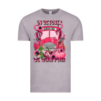 In October We Wear Pink Halloween School Bus Vintage Tee | Teevron