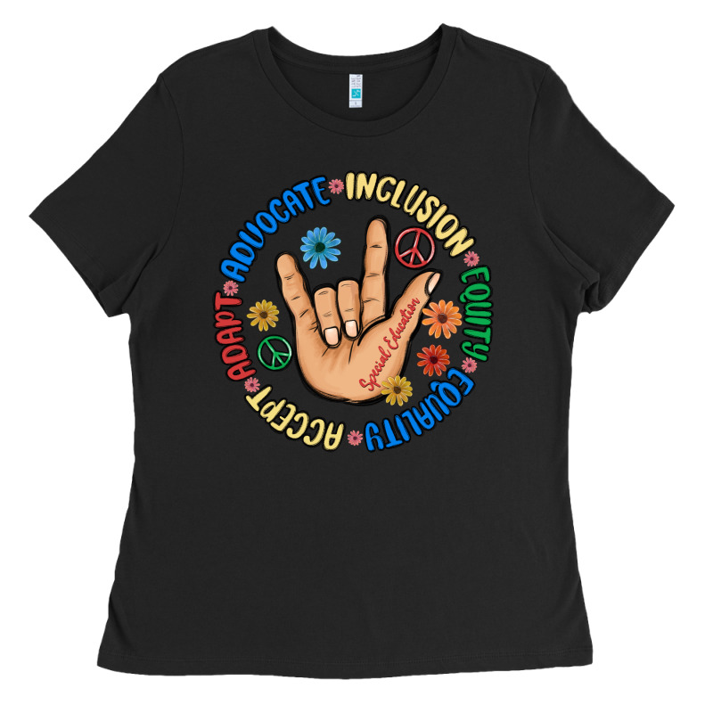 Advocate Inclusion Equity Equality Accept Adapt Ladies Tee by MaliasSmallBusiness | Teevron