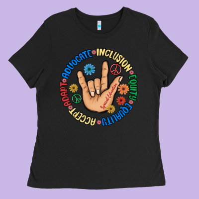 Advocate Inclusion Equity Equality Accept Adapt Ladies Tee Designed By Maliassmallbusiness
