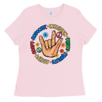 Bubblegum Pink advocate inclusion equity equality accept adapt Ladies Tee - MaliasSmallBusiness