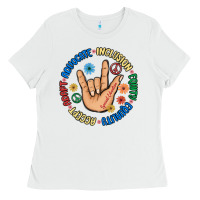 White advocate inclusion equity equality accept adapt Ladies Tee - MaliasSmallBusiness
