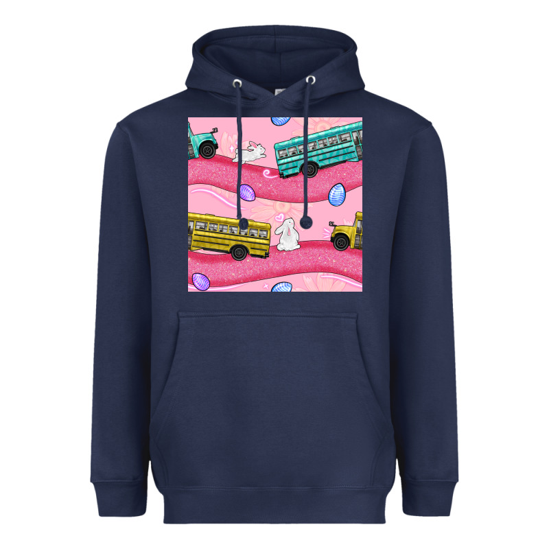 Easter School Bus Seamless Pattern Heavyweight Hoodie by BundleAndBundleShop | Teevron