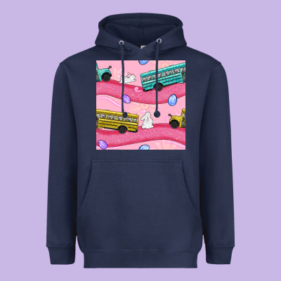 Easter School Bus Seamless Pattern Heavyweight Hoodie Designed By Bundleandbundleshop