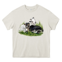 Cream two baby nigerian dwarf goat Heavy Core Tee - LillyAllenDesigns