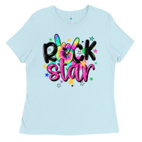 Baby Blue rock star Ladies Tee - MaliasSmallBusiness