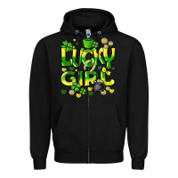 Black lucky girl st. patricks day Zipper Hoodie - HowdyJamesFarm