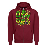 Burgundy lucky girl st. patricks day Zipper Hoodie - HowdyJamesFarm