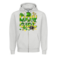 Dove Grey lucky girl st. patricks day Zipper Hoodie - HowdyJamesFarm