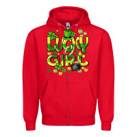 Red lucky girl st. patricks day Zipper Hoodie - HowdyJamesFarm