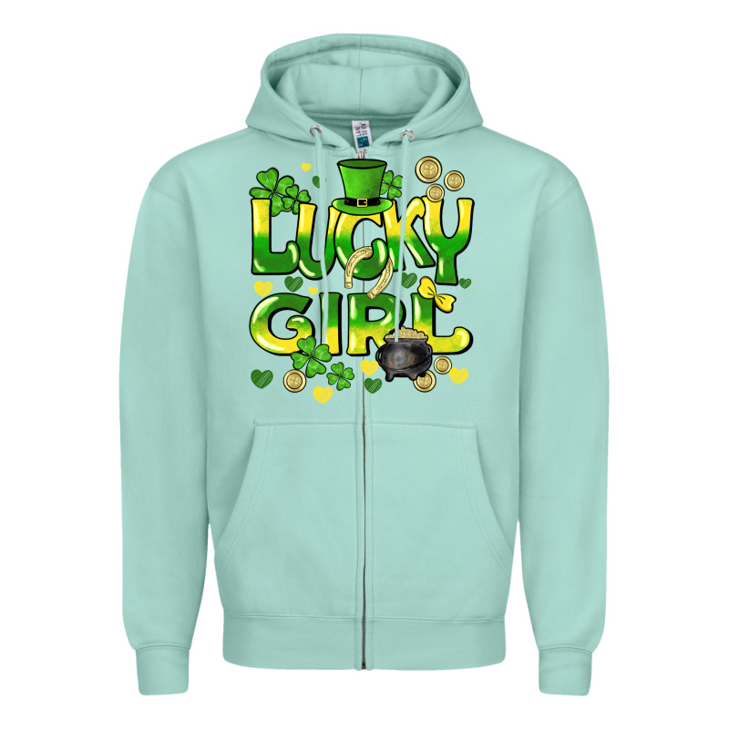 Lucky Girl St. Patricks Day Zipper Hoodie by HowdyJamesFarm | Teevron