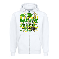 White lucky girl st. patricks day Zipper Hoodie - HowdyJamesFarm