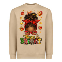 Mushroom merry and bright christmas afro messy bun Heavyweight Sweatshirt - texasbilliewilder